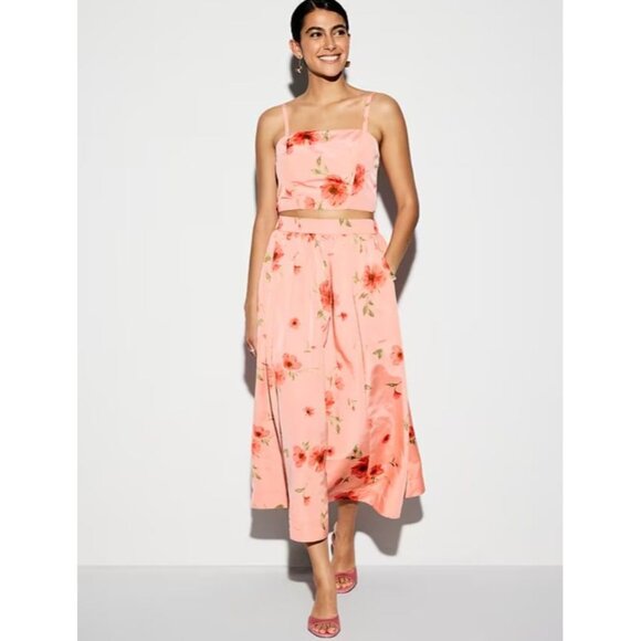 NWT The Occasion by Old Navy High-Waisted Taffeta Midi Skirt in Black Floral XS‎ - Picture 5 of 9